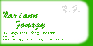 mariann fonagy business card